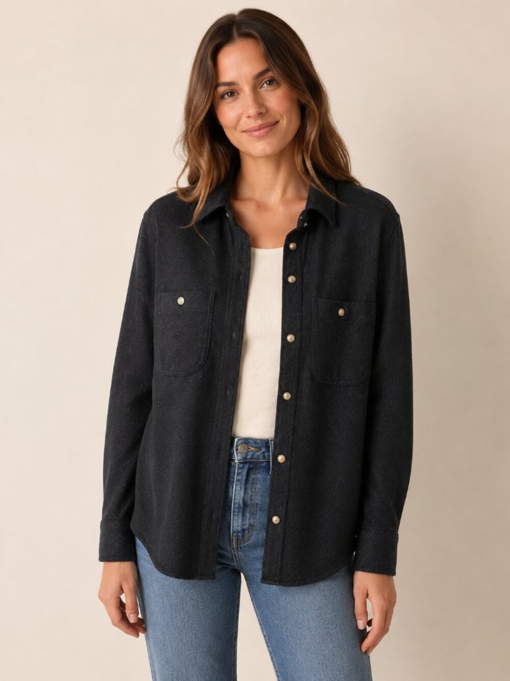 Faherty Legend Knit Sweater Shirt Long Sleeve Button Up Pockets Women's M